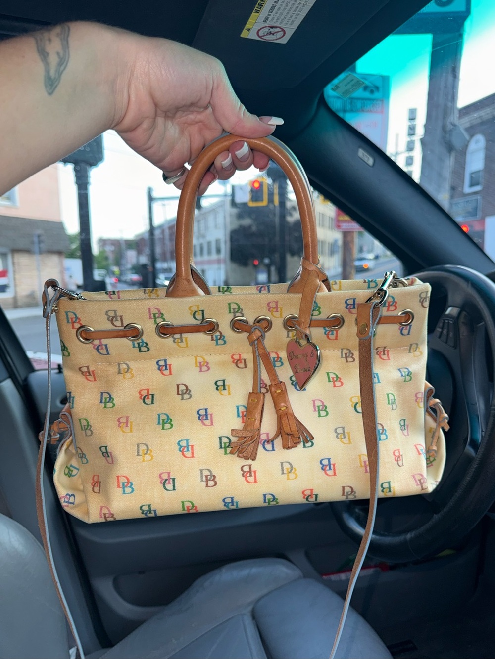 Vintage Dooney & Bourke Rainbow Monogram Handbag